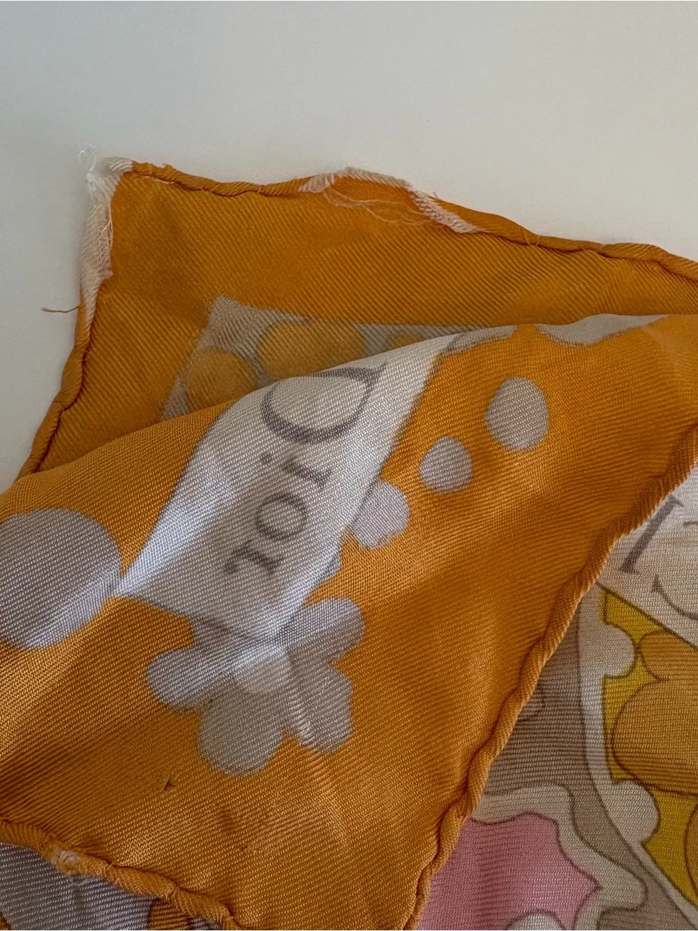 Christian Dior Vintage Silk Scarf in Mustard Yellow & Pink Paisley